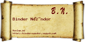 Binder Nándor névjegykártya