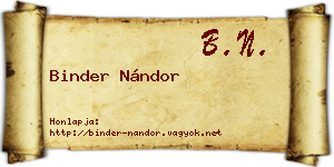 Binder Nándor névjegykártya